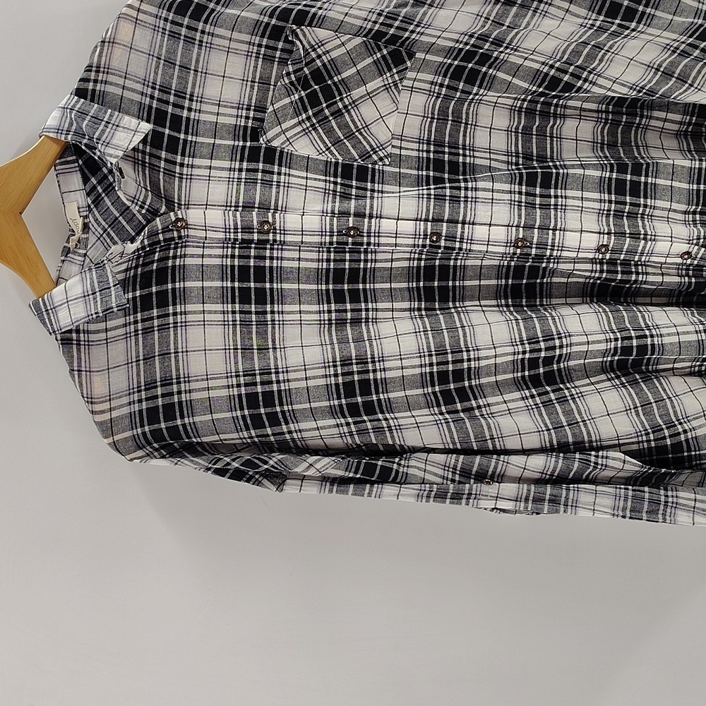 Oddy Plaid Button Down Size Small Medium Oversize… - image 2